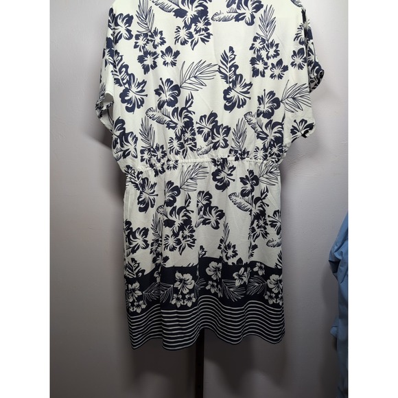 Mario Serrani Beach Swim Cover Up Hawaiian Navy & White, Size S - Picture 7 of 7